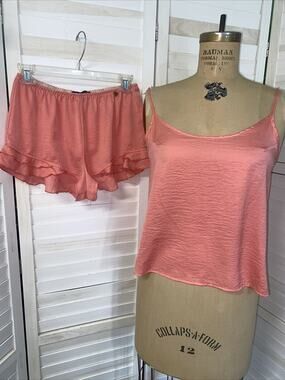 Midnight Bakery Short Pajamas Set Cami Short Set Salmon Peach Small